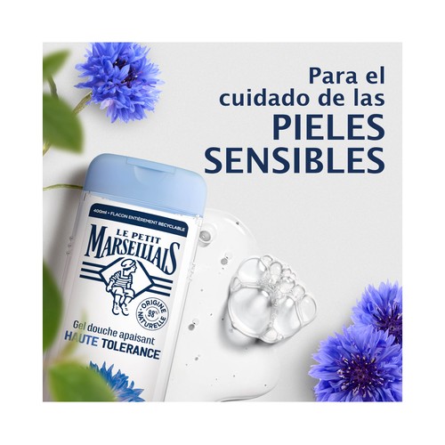 LE PETIT MARSELLAIS Gel para ducha o baño calmante con flor de Aciano, para bebés y pieles sensibles 400 ml.