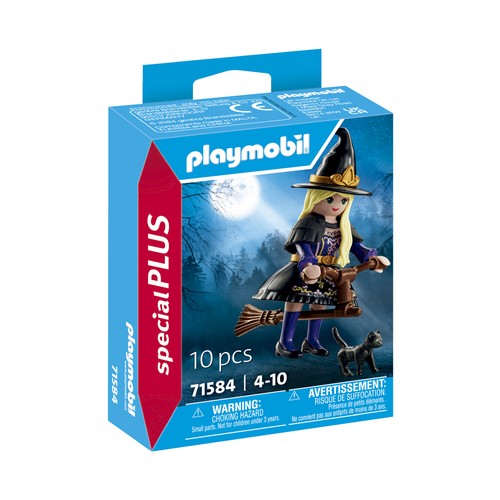 PLAYMOBIL Special Plus 71584, Bruja con gato y escoba, 10 pcs +4 Años
