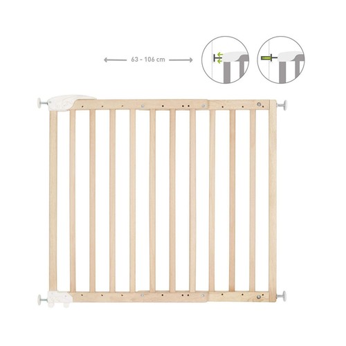 Barrera puerta extensible de 63-106cm, color natural, BABYMOOV.