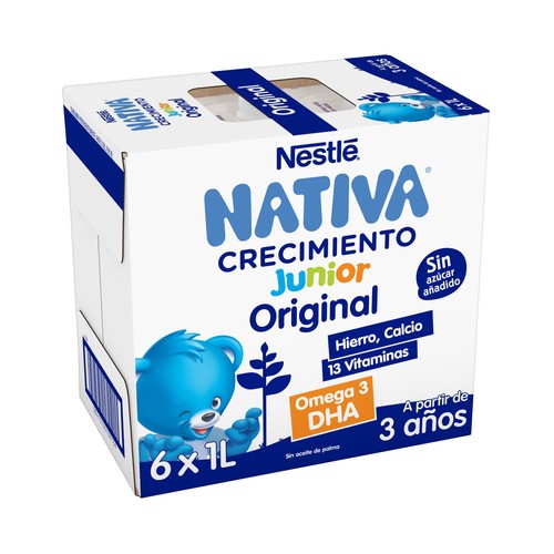 NATIVA Junior original de Neslté Leche (3) de crecimiento, a partir de 3 años 6 x 1 l.