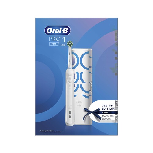 Cepillo de dientes eléctrico Braun ORAL-B Pro1 750 CrossAction, temporizador, incluye 1 cabezal, estuche.