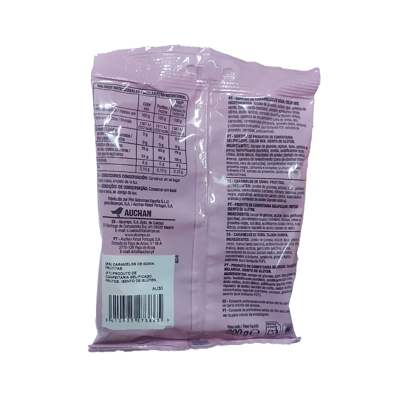 PRODUCTO ALCAMPO Golosinas con sabor a frutas 200 g.