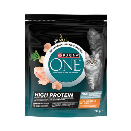 PURINA Alimento de gato seco de pollo alta en proteína one 900g