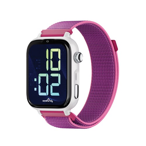 Smartwatch SAVEFAMILY SaveWatch Plus 2, Esfera Blanca, Correa de Tela Frambuesa".