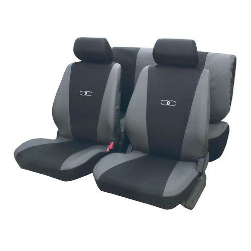 Juego de fundas para asientos de automóvil de talla única y fabricadas en poliester de color negro y gris ERMA Suzuka.