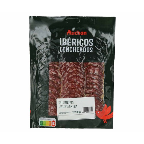 Salchichón ibérico de categoria extra, cortado en lonchas PRODUCTO ALCAMPO 100 g.