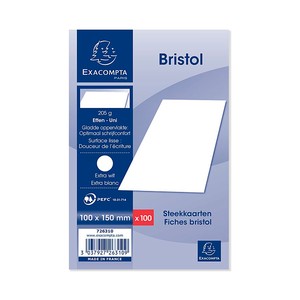 Imagen de 100 fichas de 100x150mm, 100 hojas, BRISTOL EXACOMPTA.