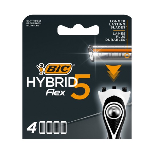 BIC Hybrid 5 flex Recambio de cuchillas de 5 hojas para maquinillas de afeitar 4 uds.