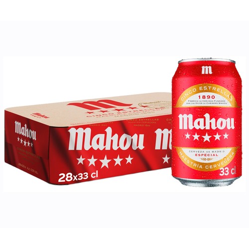Imagen de Cervezas MAHOU 5 ESTRELLAS pack 28 latas x 33 cl.