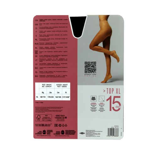 Panty transparente mate, 15den, POMPEA, color negro, talla XL.