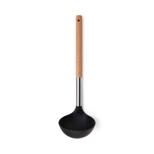 Cazo de cocina para servir fabricado en plástico con mango de acero inoxidable y madera,  ACTUEL