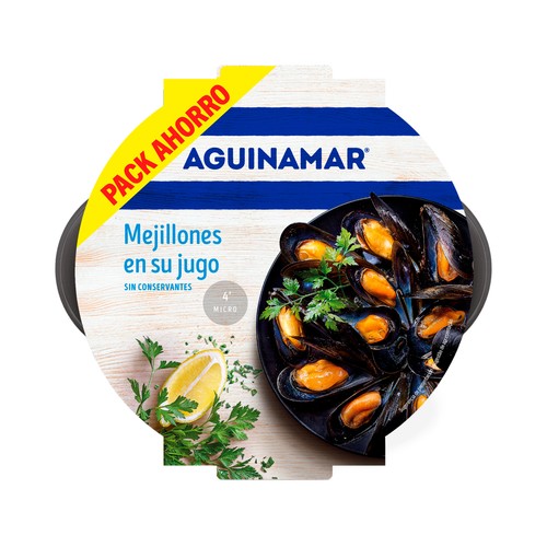 Mejillones cocidos en su jugo AGUINAMAR 900 g