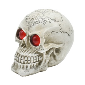 Imagen de Calavera decorativa Halloween, con ojos de poli-resina, batería incluida, color gris, ACTUEL.