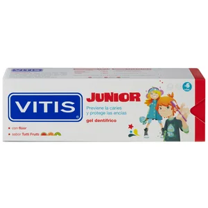 VITIS Pasta de dientes con sabor tuti frutti para niños a partir de 6 años VITIS Junior 75 ml.