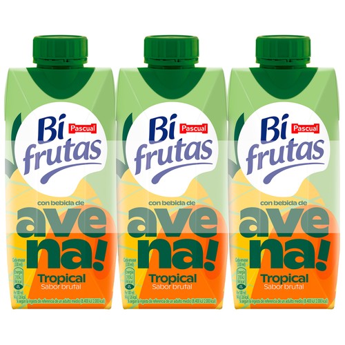 BIFRUTAS Tropical Bebida de avena y zumo de frutas 3 x 330 ml.