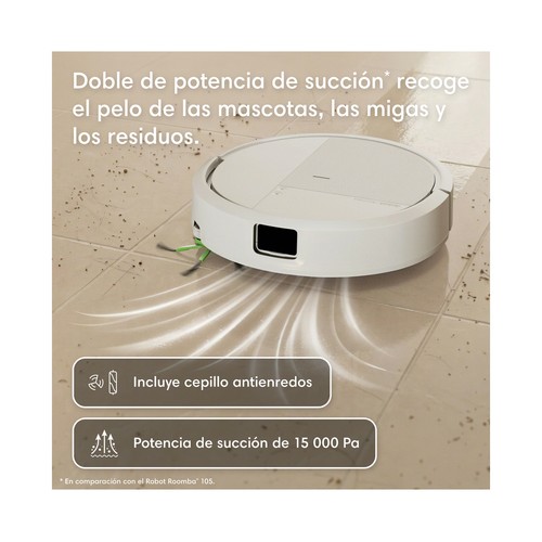 iRobot Roomba 115 Combo blanco, navegación láser, aspira y friega, 270 min de autonomía, 15 KPa