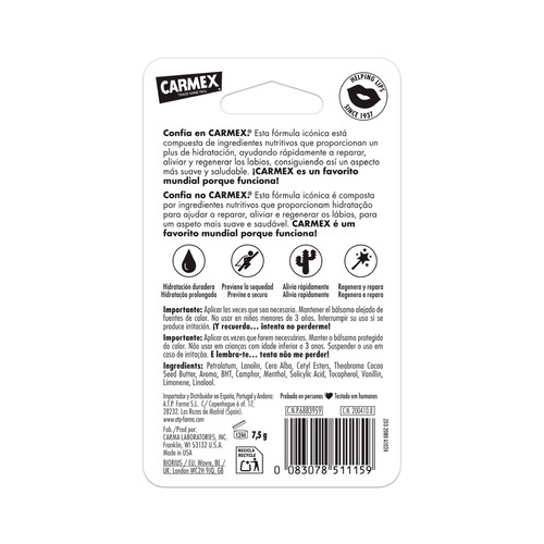 CARMEX Bálsamo labial hidratante 7,5 g.