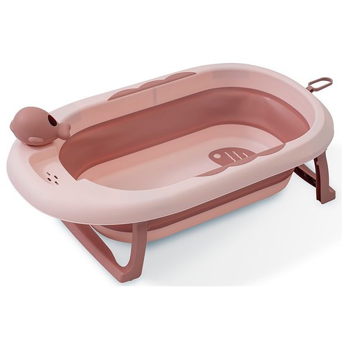 Bañera plegable con taza para enjuague, color rosa, INTERBABY.