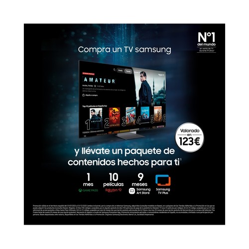 Televisión 165,1cm (65"") QD MINILED SAMSUNG TQ65QNE1F, 4K, Tizen, Dolby audio,  2 x USB, 4HDMI, color negro, 144Hz.