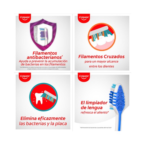 COLGATE Zig zag Cepillo de dientes suave, con filamentos cruzados y cuello flexible 3 uds.