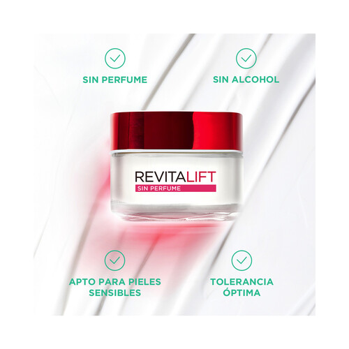 L´ORÉAL PARIS Crema de dia hidratante y anti-arrugas acción intensa, apta para pieles sensibles L´ORÉAL PARIS Revitalift 50 ml.