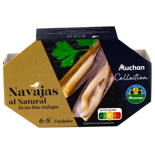 Navajas Rías Gallegas al natural ALCAMPO GOURMET 63 g.