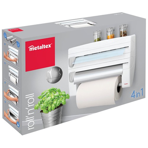 Dispensador para hasta 3 rollos de cocina, 39x10x25 centímetros METALTEX.