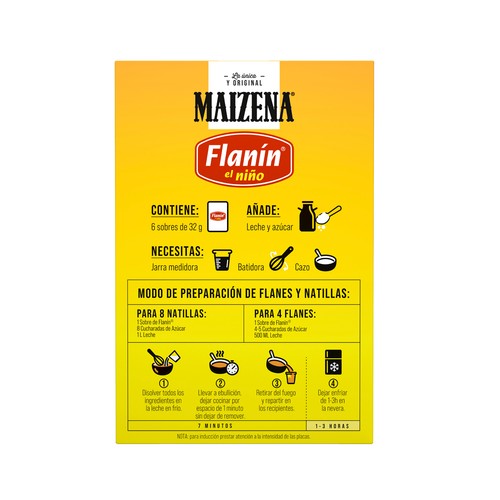 MAIZENA Preparado para elaborar flanes y natillas MAIZENA FLANÍN EL NIÑO 6 x 32 g.