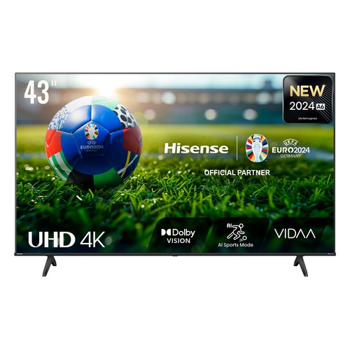 Televisión 109,2cm (43") LED HISENSE 43A6N, 4K, Ultra HD, Smart TV,VIDAA, HDR10+, Dolby Vision, HDMI.