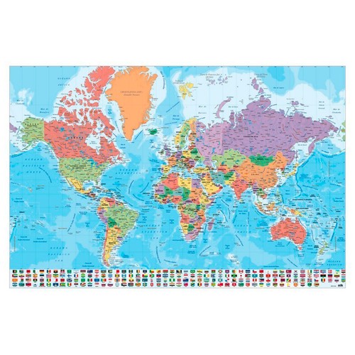 Póster mapa del mundo físico político 61x91,5cm GRUPO ERIK.