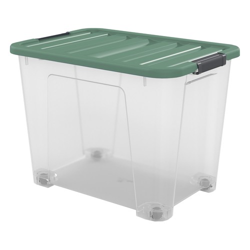 Caja de ordenación transparente con ruedas, capacidad de 60 litros, ACTUEL