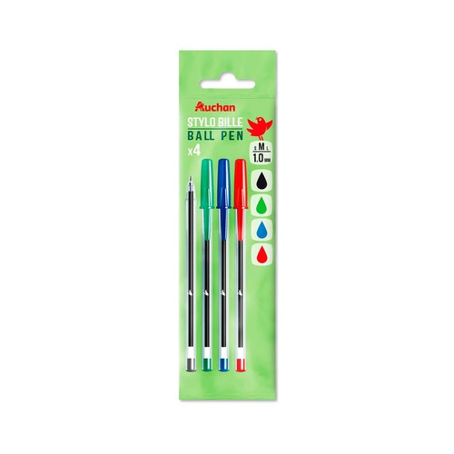 4 Bolígrafos 1mm Colores Surtidos Reciclados ALCAMPO