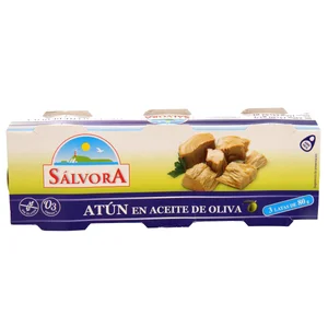 SÁLVORA Atún en aceite de oliva lata de 52 g. pack de 3 uds.