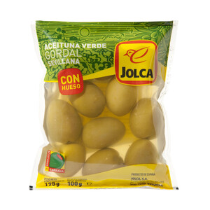 Imagen de JOLCA Aceitunas verdes gordal sevillana selecta con hueso bolsa de 100 g.