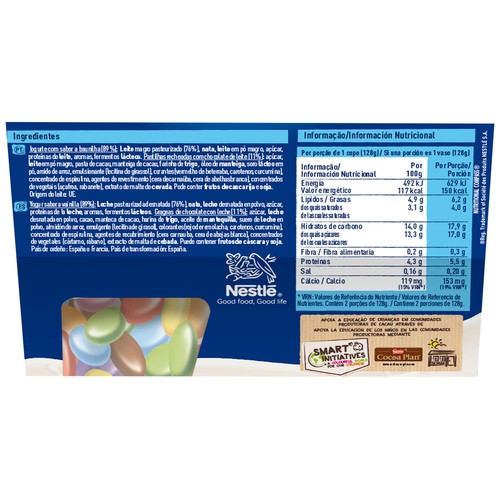 NESTLÉ Yogur de vainilla con grageas de chocolate con leche Smarties mix-in 2 x 128 g.