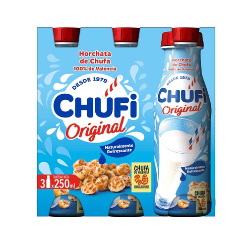 CHUFI Horchata con denominación de origen Chufa de Valencia CHUFI 3 x 250 ml.