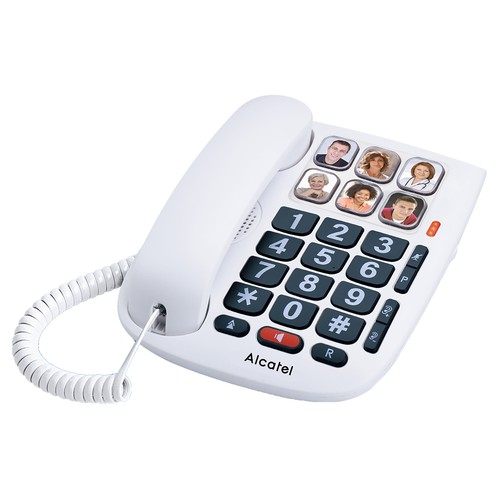Teléfono fijo ALCATEL TMAX10 FR WHT, teclas grandes, manos libres.