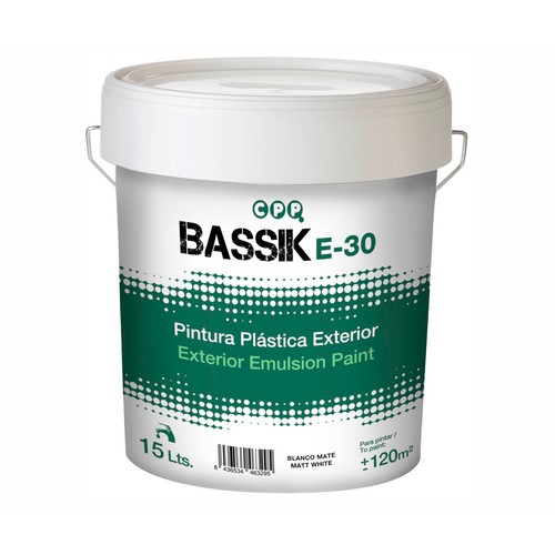 Pintura plástica exterior, blanco mate, BASSIK, 15L.