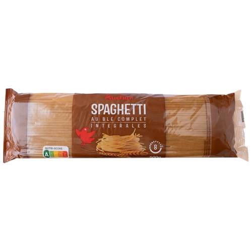 Pasta integral en espagueti PRODUCTO ALCAMPO paquete de 500 g.
