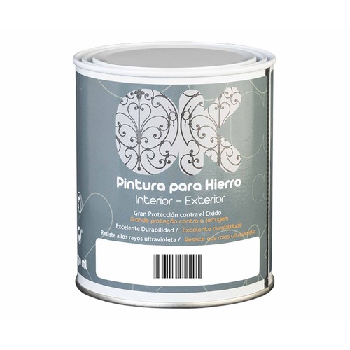 Pintura para hierro, interior exterior, gris, OK, 750ml.