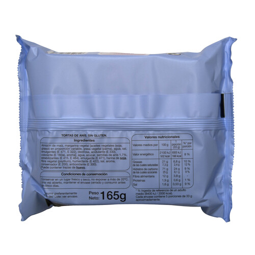 PRODUCTO ALCAMPO Tortas de anís sin gluten PRODUCTO ALCAMPO 165 g.