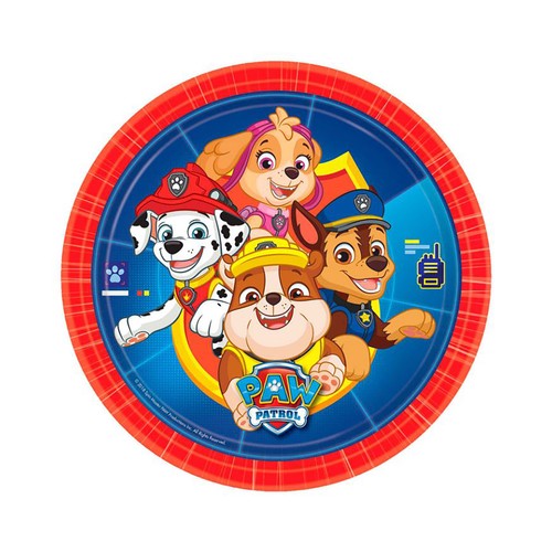 Set de 8 platos de cartón de la Patrulla Canina, 23 cm, PATRULLA CANINA.
