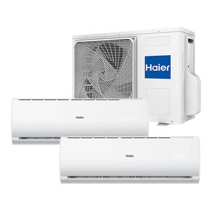 Aire acondicionado (split 2x1) con bomba de calor HAIER AS-25+35-TC, Inverter, WiFi, 2.800/2.100frig/h, 2.890/2.300 cal/h. A++/A+, gas R32. (Hasta 28/19m² aprox.)