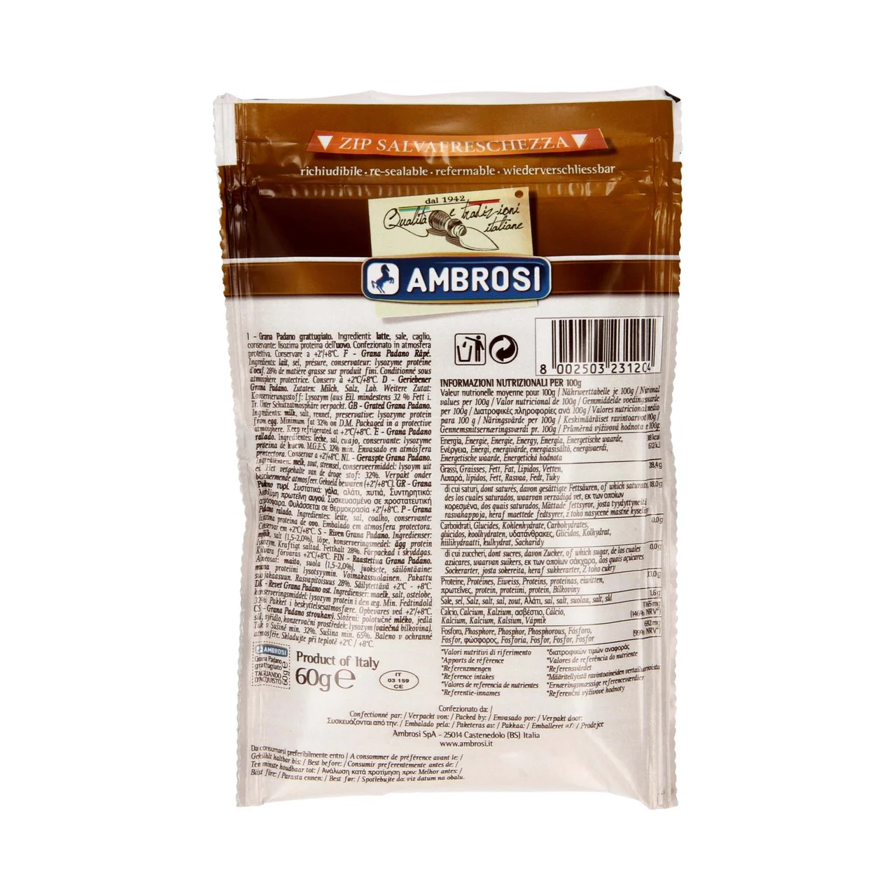 Queso rallado Grana Padano 60 g.