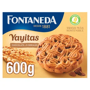 YAYITAS de Fontaneda Galletas de desayuno con chocolate y 5 cereales 600 g.