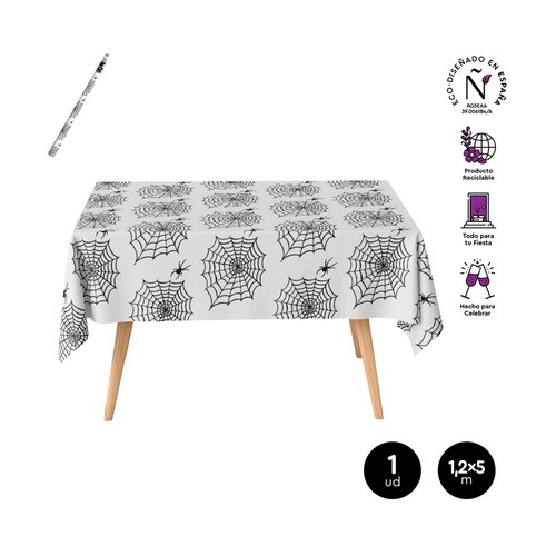 Mantel papel 1 unidad, rollo Spider blanco y negro 1,25m. OH YEAH
