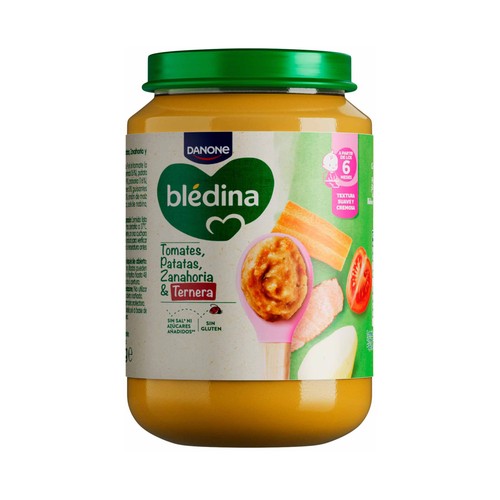 BLÉDINA de Danone Tarrito de tomates, patatas, zanahorias y ternera, a partir de 6 meses 200 g.