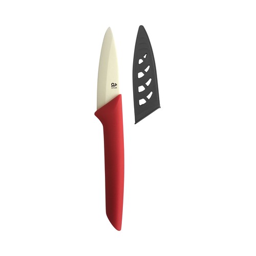 Cuchillo pelador/mondador con hoja cerámica de 7,5cm. y mango de tacto suave, incluye funda protectora, ACTUEL.