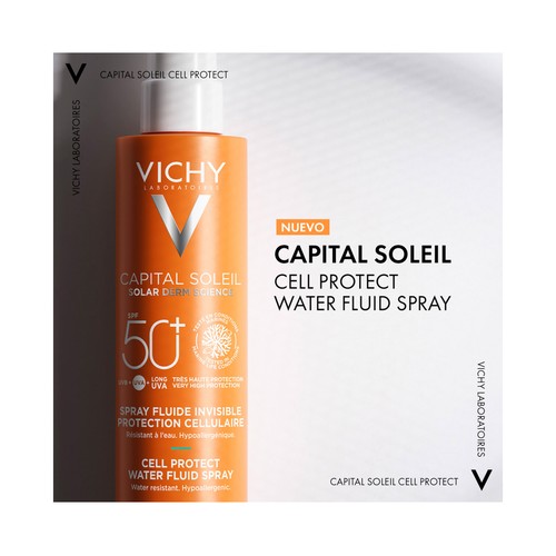 VICHY Protector solar en spray, resistente al agua y con FPS 50+ (muy alta) VICHY Capital soleil 200 ml.