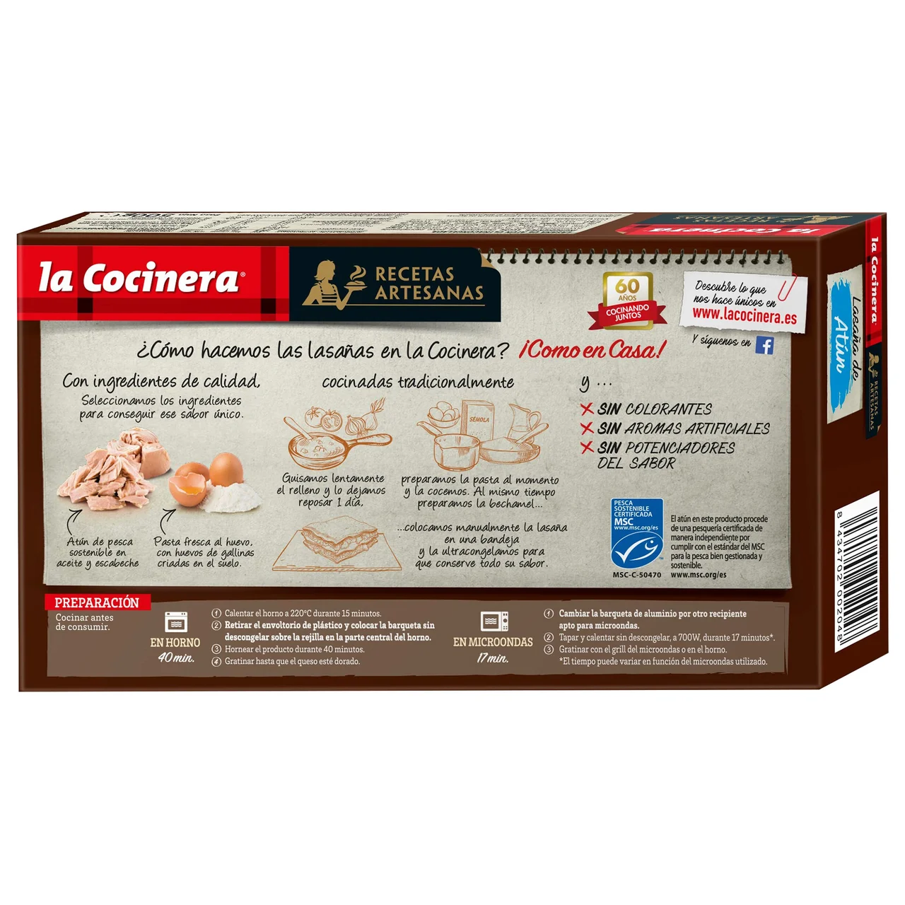 Lasaña de pasta fresca al huevo, rellena de atún Recetas artesanas 500 g.